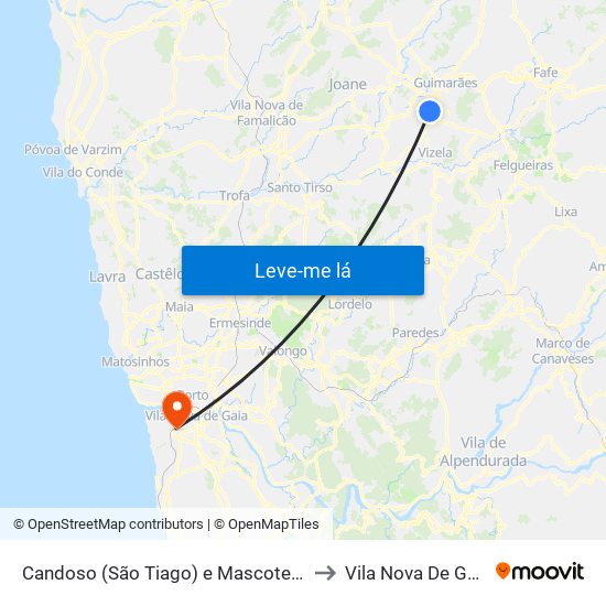 Candoso (São Tiago) e Mascotelos to Vila Nova De Gaia map