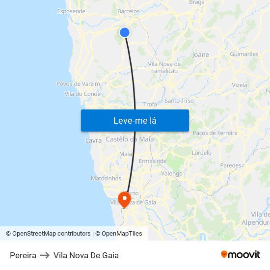 Pereira to Vila Nova De Gaia map