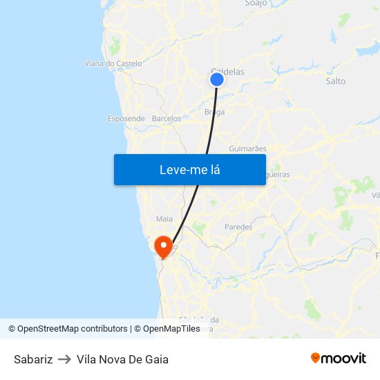 Sabariz to Vila Nova De Gaia map