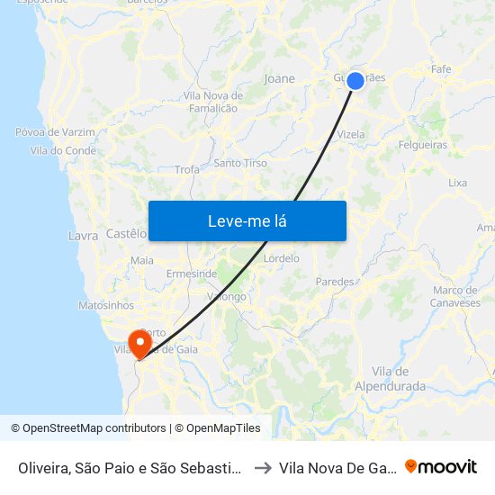 Oliveira, São Paio e São Sebastião to Vila Nova De Gaia map