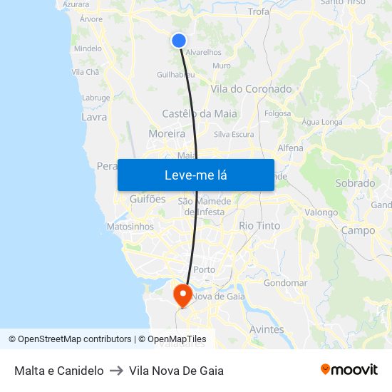 Malta e Canidelo to Vila Nova De Gaia map