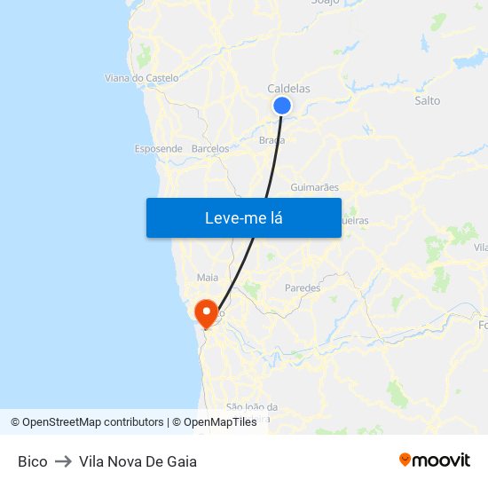 Bico to Vila Nova De Gaia map
