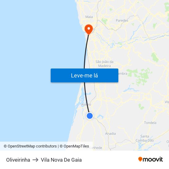 Oliveirinha to Vila Nova De Gaia map