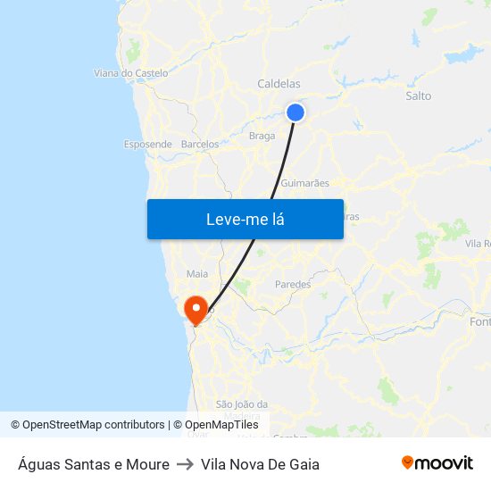 Águas Santas e Moure to Vila Nova De Gaia map
