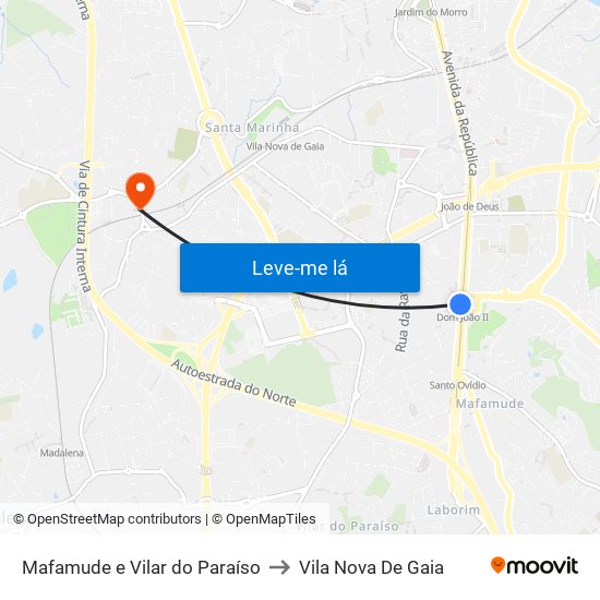 Mafamude e Vilar do Paraíso to Vila Nova De Gaia map