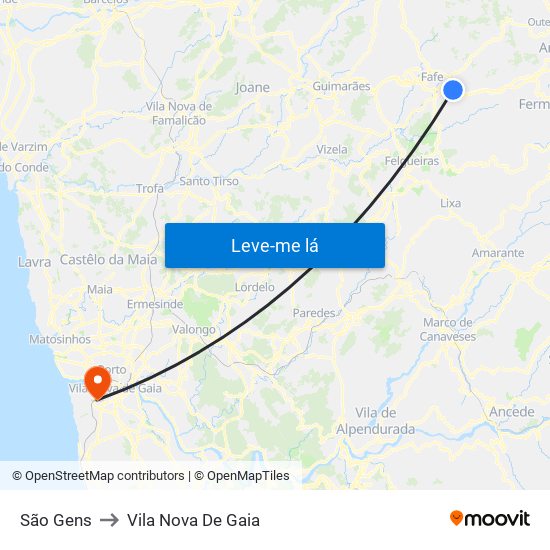 São Gens to Vila Nova De Gaia map