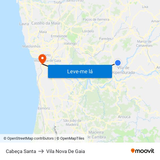 Cabeça Santa to Vila Nova De Gaia map
