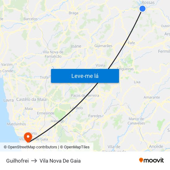 Guilhofrei to Vila Nova De Gaia map