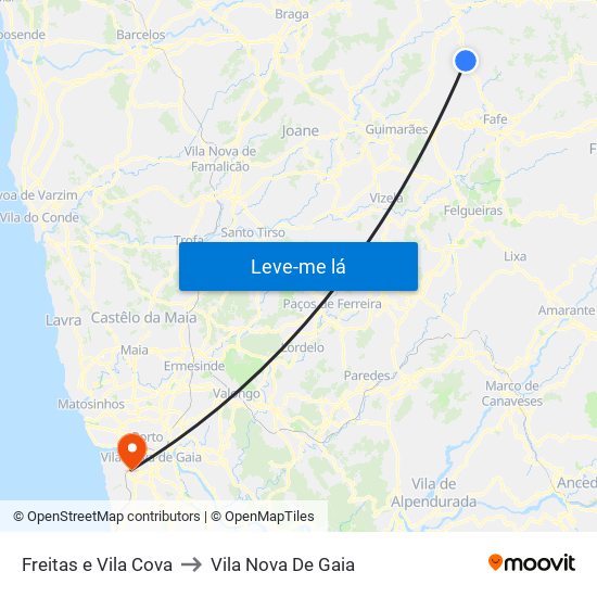 Freitas e Vila Cova to Vila Nova De Gaia map