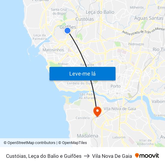 Custóias, Leça do Balio e Guifões to Vila Nova De Gaia map