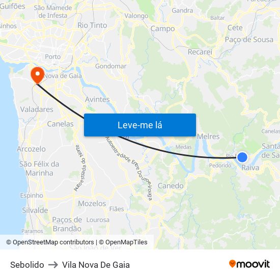 Sebolido to Vila Nova De Gaia map