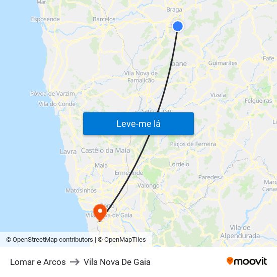 Lomar e Arcos to Vila Nova De Gaia map