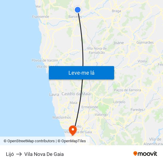 Lijó to Vila Nova De Gaia map
