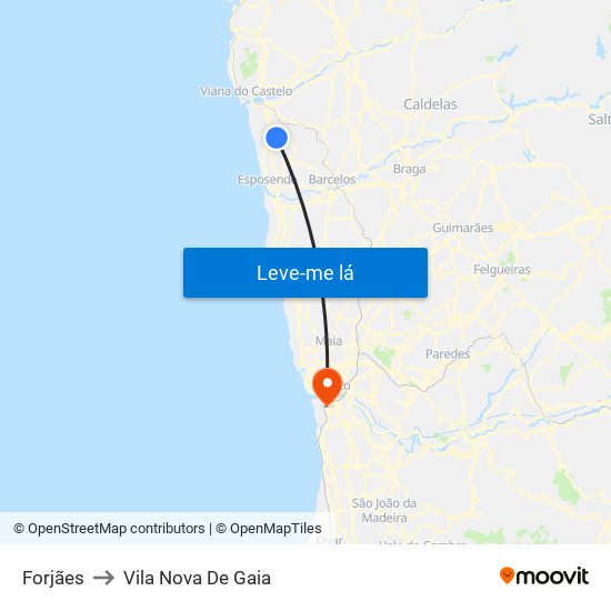 Forjães to Vila Nova De Gaia map