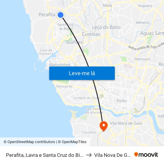 Perafita, Lavra e Santa Cruz do Bispo to Vila Nova De Gaia map