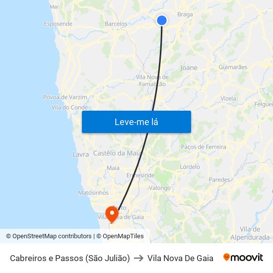 Cabreiros e Passos (São Julião) to Vila Nova De Gaia map