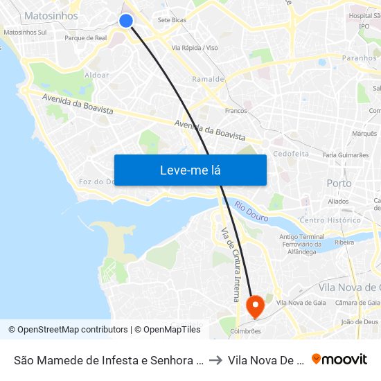 São Mamede de Infesta e Senhora da Hora to Vila Nova De Gaia map