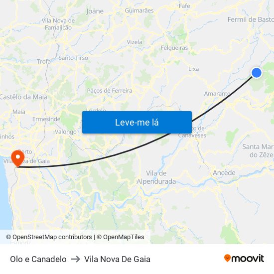 Olo e Canadelo to Vila Nova De Gaia map