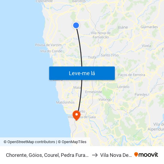 Chorente, Góios, Courel, Pedra Furada e Gueral to Vila Nova De Gaia map