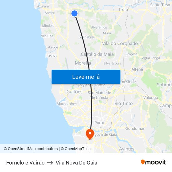 Fornelo e Vairão to Vila Nova De Gaia map