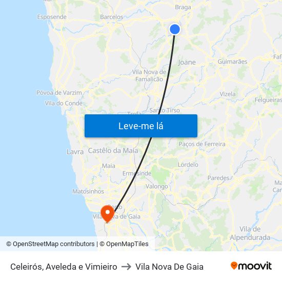 Celeirós, Aveleda e Vimieiro to Vila Nova De Gaia map