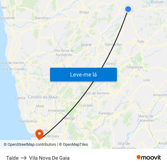 Taíde to Vila Nova De Gaia map
