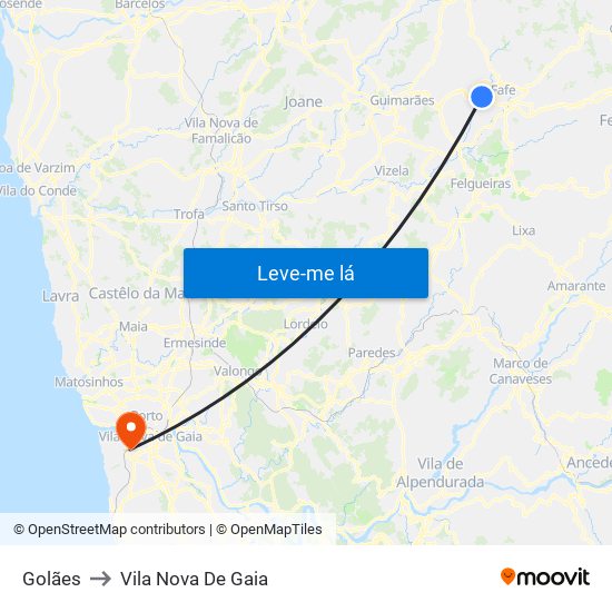 Golães to Vila Nova De Gaia map