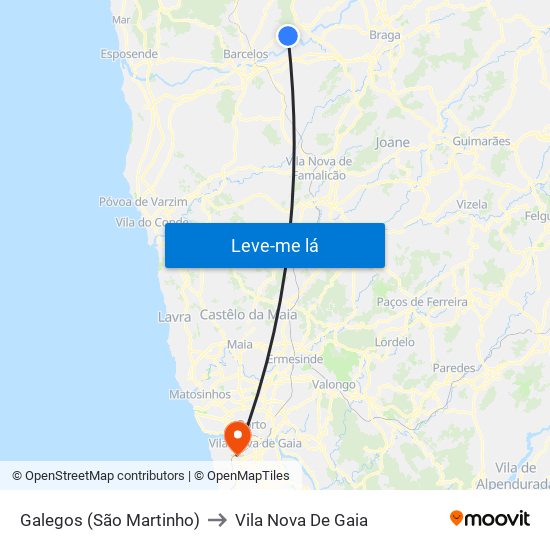 Galegos (São Martinho) to Vila Nova De Gaia map
