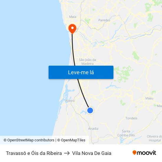 Travassô e Óis da Ribeira to Vila Nova De Gaia map