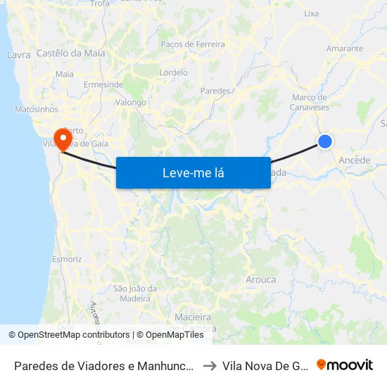 Paredes de Viadores e Manhuncelos to Vila Nova De Gaia map
