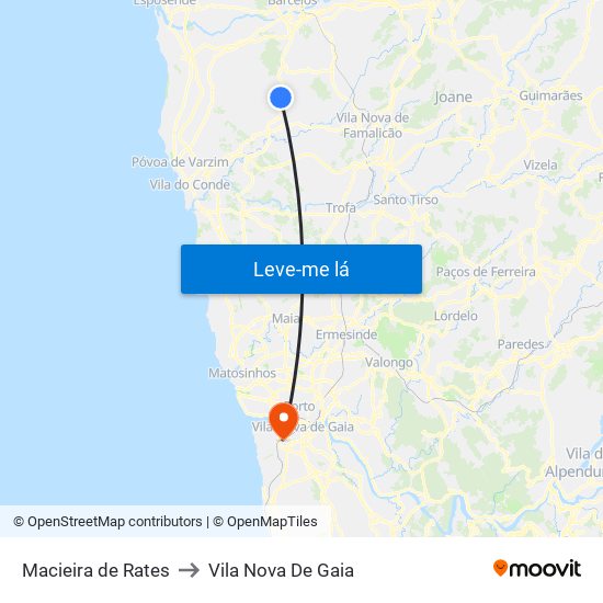 Macieira de Rates to Vila Nova De Gaia map