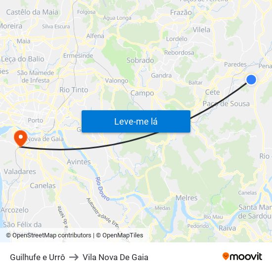 Guilhufe e Urrô to Vila Nova De Gaia map