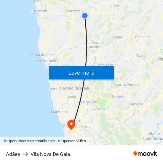Adães to Vila Nova De Gaia map
