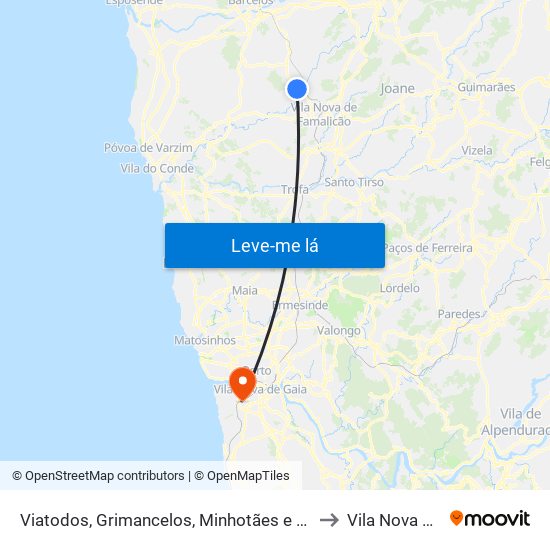 Viatodos, Grimancelos, Minhotães e Monte de Fralães to Vila Nova De Gaia map