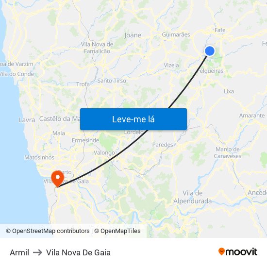 Armil to Vila Nova De Gaia map