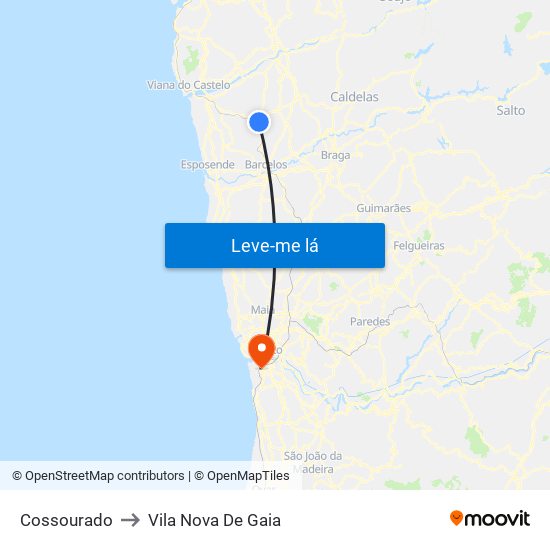 Cossourado to Vila Nova De Gaia map