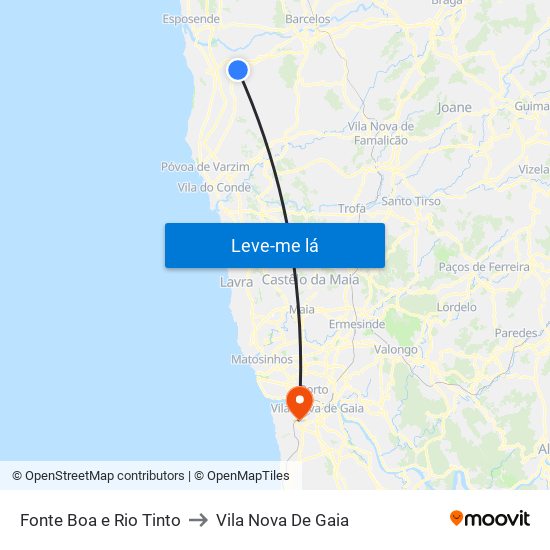 Fonte Boa e Rio Tinto to Vila Nova De Gaia map