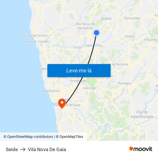 Seide to Vila Nova De Gaia map