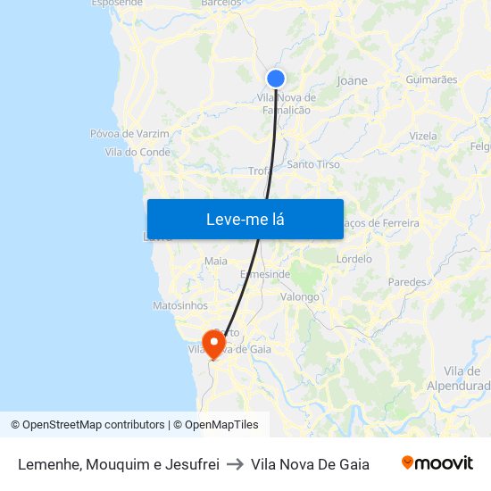 Lemenhe, Mouquim e Jesufrei to Vila Nova De Gaia map