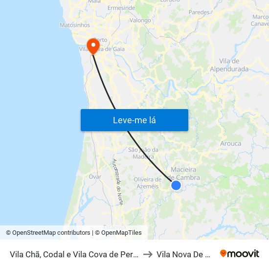 Vila Chã, Codal e Vila Cova de Perrinho to Vila Nova De Gaia map