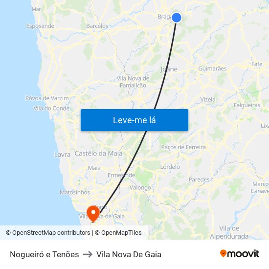 Nogueiró e Tenões to Vila Nova De Gaia map