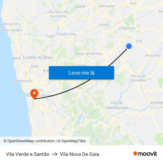 Vila Verde e Santão to Vila Nova De Gaia map