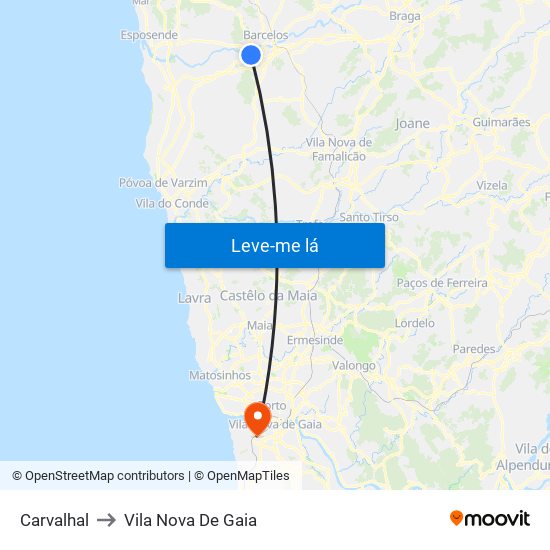 Carvalhal to Vila Nova De Gaia map