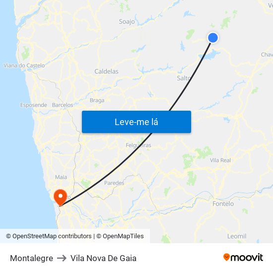 Montalegre to Vila Nova De Gaia map