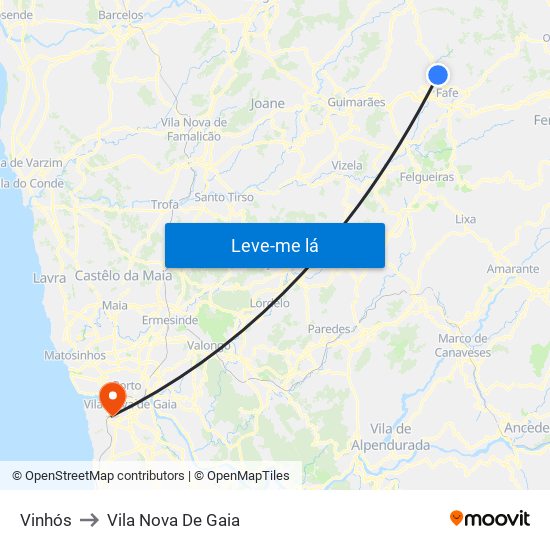 Vinhós to Vila Nova De Gaia map