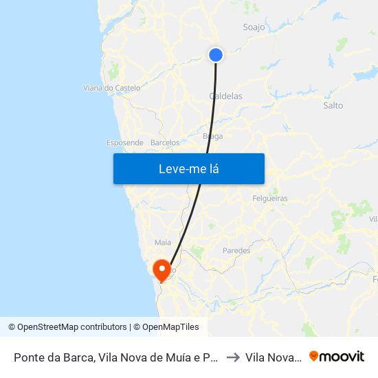 Ponte da Barca, Vila Nova de Muía e Paço Vedro de Magalhães to Vila Nova De Gaia map