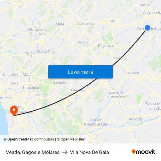Veade, Gagos e Molares to Vila Nova De Gaia map