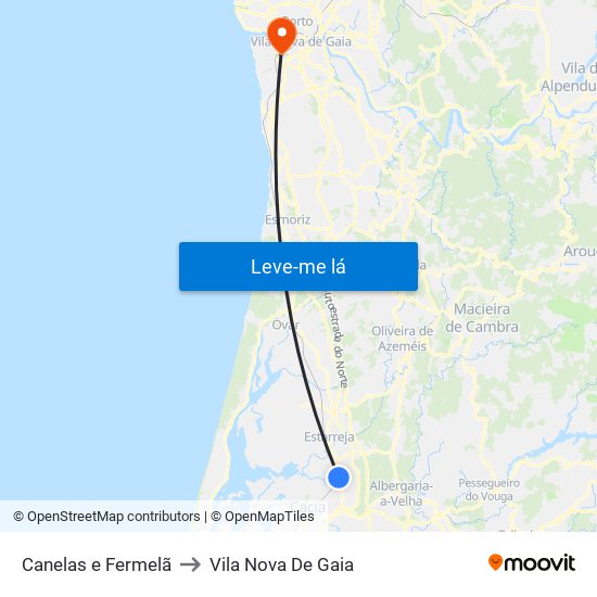 Canelas e Fermelã to Vila Nova De Gaia map