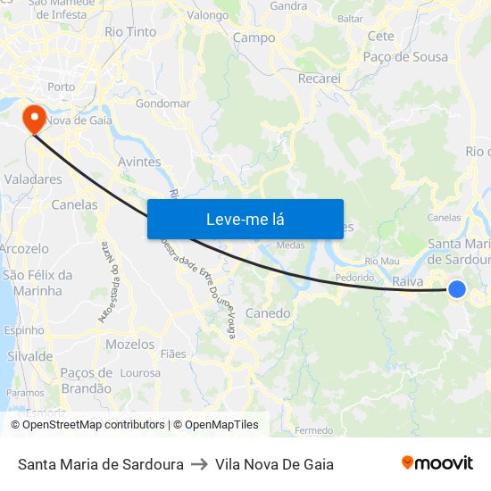 Santa Maria de Sardoura to Vila Nova De Gaia map