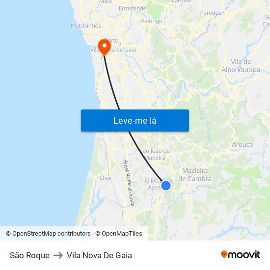 São Roque to Vila Nova De Gaia map